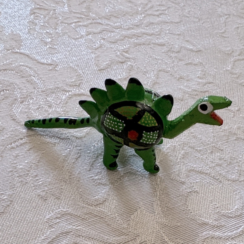 Handmade Mexican Wooden Green Dinosaur